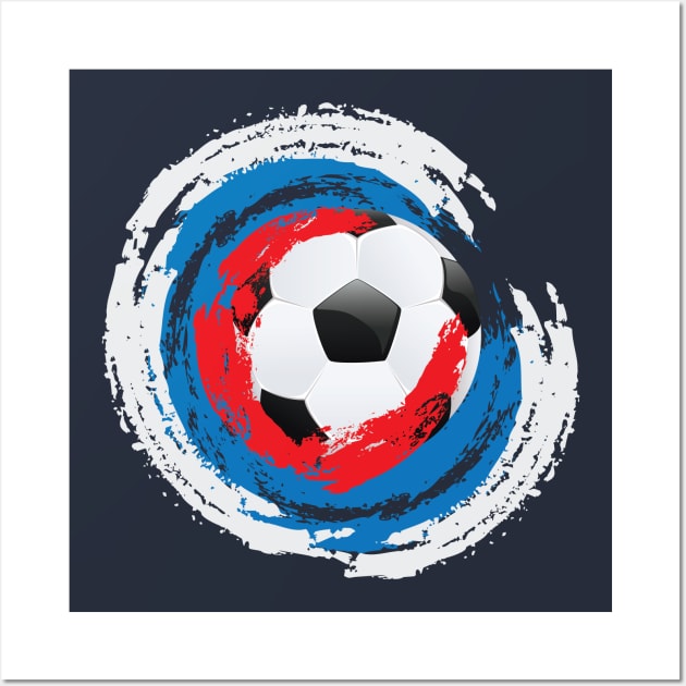 Football Ball and red, white and blue Strokes Wall Art by AnnArtshock